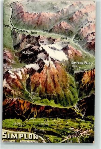 3900 Brig 1909 - Simplon Tunnel Pass Vogelschau