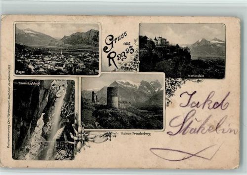 7310 Bad Ragaz - 1909 Taminaschlucht Ruinen Freudenberg Wartenstein