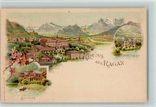 7310 Bad Ragaz 1899 Lithographie Gruss aus - Verlag Müller & Trüb