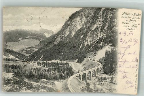 7482 Bergün Bravuogn 1904 Foto AK Bergbahn Albula-Bahn