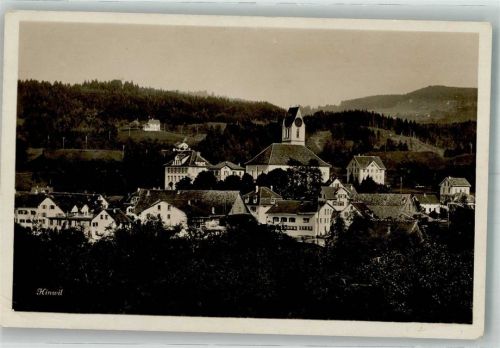 8340 Hinwil 1935 Foto AK Kirche Militärsache