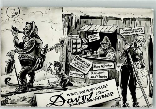 7260 Davos Dorf 1962 - Humor Ski Kiosk Ort lt. Stempel
