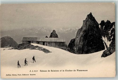 Grand Clocher des Planereuses - Cabane de Saleinaz et le Clocher de Planereuse Bergsteiger Winter Schnee