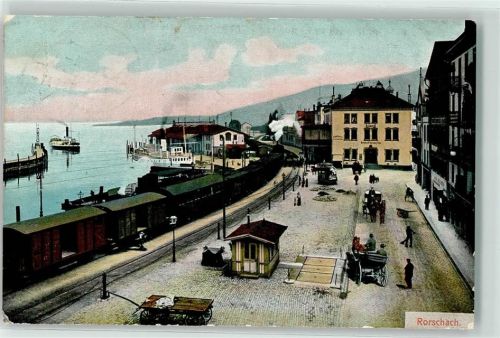 9400 Rorschach 1905 - Bahnhof Eisenbahn Dampfschiff
