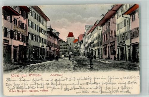 6130 Willisau 1903 Winter Gasthaus Haupt- Gasse