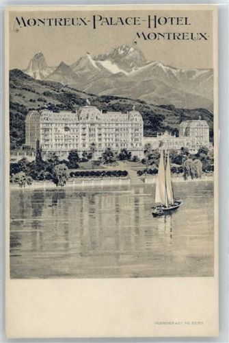 1820 Montreux Künstlerkarte Palace Hotel
