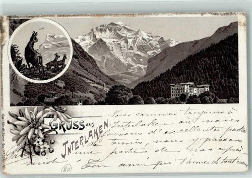 3800 Interlaken Vorläufer Gams Carl Künzli Zürich Dep. No. 321 Lithographie