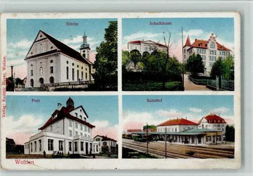 5610 Wohlen AG 1913 - Postamt, Kirche, Schulhäuser, Bahnhof