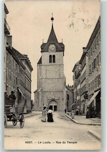 2400 Le Locle 1911 - Rue du Temple Kirche Bahnpost Ambulant No 25