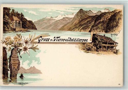 6440 Vierwaldstättersee 1898 Lithographie Gruss aus - Verlag Guggengeim