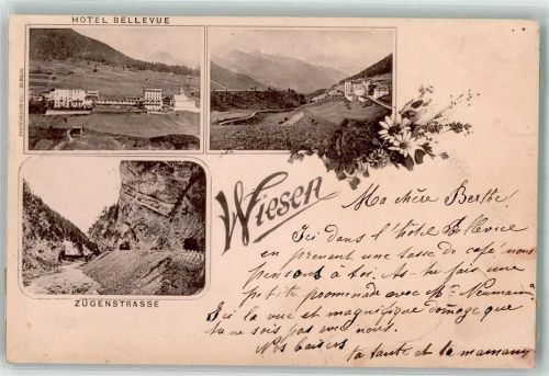 7494 Wiesen GR 1897 Gebrauchsspuren Hotel Bellevue Zügenstrasse Vorläufer