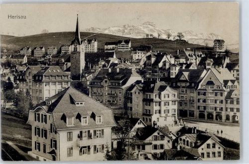 9100 Herisau 1913 - Kirche Stempel Militärdienst Kaserne Herisau