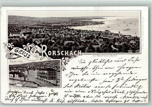 9400 Rorschach Lithographie Bahnhof Hafen