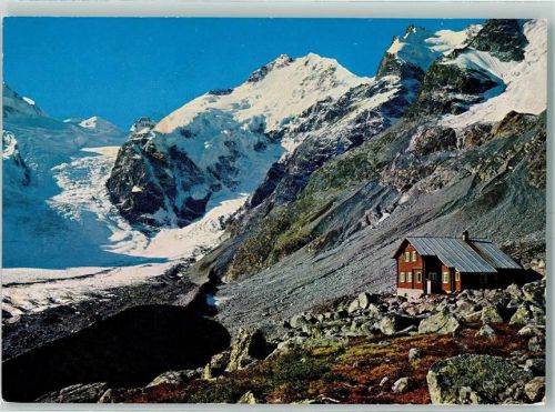 Bovalhütte 1971 - mit Biancograt Piz Bernina und Crast Agüzza