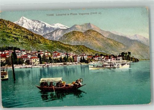 6600 Locarno 1913 Foto AK Dampgschiff Fischerboot