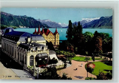 1800 Vevey - Le Casino Bäume Segelschiffe