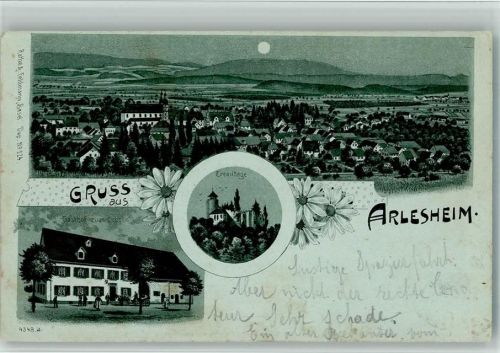 4144 Arlesheim 1903 BOAKC Lithographie/Mondschein Gasthaus Zum Ochsen Eremitage