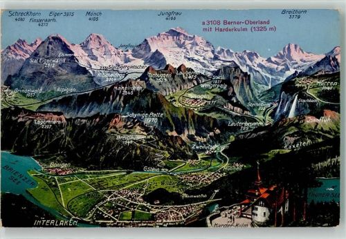 3812 Wilderswil - Berner Oberland Harder Kulm Vogelschau