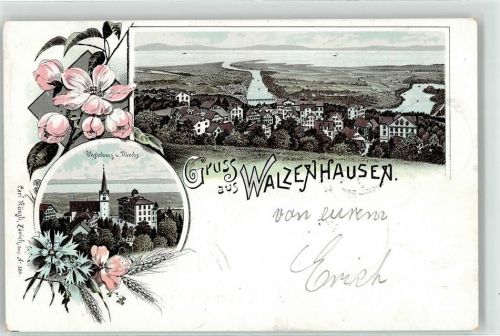 9428 Walzenhausen 1896 Lithographie Kirche Burg