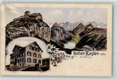 Hoher Kasten 1911 Gebrauchsspuren Hotel Hohen Kasten Lithographie
