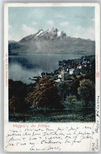 6353 Weggis - Kirche, Ortsansicht, Vierwaldstättersee, Pilatus