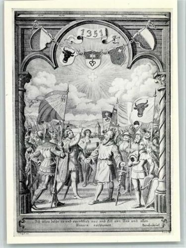 Zürich Bundesschwur anno 1351 - Politik Motiv Schweiz 1951