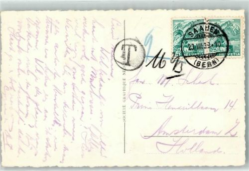 3792 Saanen - Mehrfachfrankatur Paar Nachgebühr Taxe