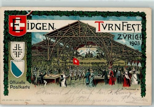 8000 Zürich 1903 Künstlerkarte Eidgen. Turnfest Zelt sign Mossdorf