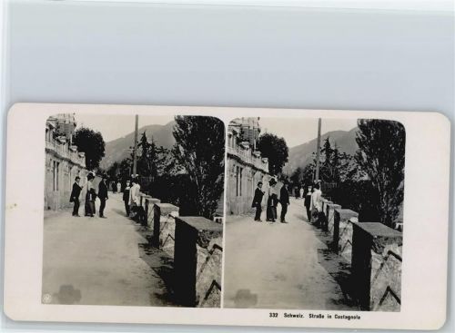 6906 Castagnola-Cassarate - Stereofoto format ca. 18 x 9 cm, Strassenansicht