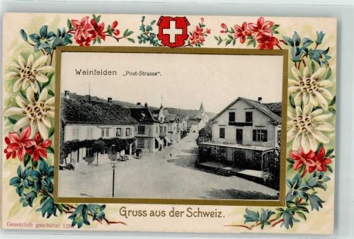 8570 Weinfelden 1905 Prägedruck Post-Straße Lithographie