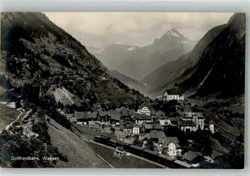 6484 Wassen UR Foto AK Eisenbahn Gotthardbahn