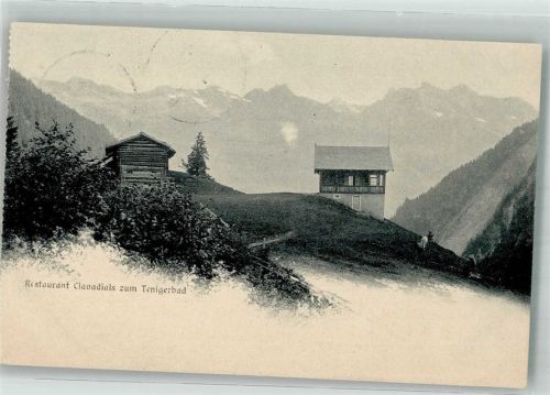 7173 Tenigerbad 1905 Foto AK Gasthaus Clavadials zum Tenigerbad
