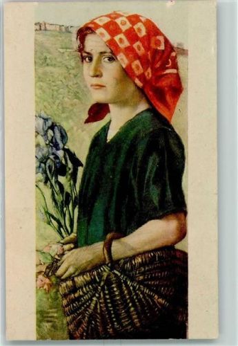 1928 Künstlerkarte Contadinella Ticinese di R. Ballerini