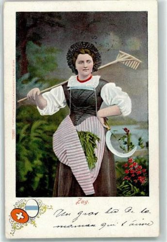 6300 Zug Zugo 1902 - Trachtenfrau mit Rechen