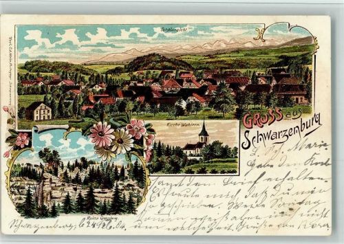 3150 Schwarzenburg 1904 BOAKC Kirche Wahlern Lithographie