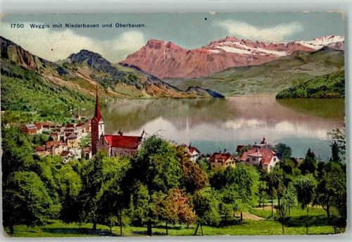 6353 Weggis 1913 - Kirche Nieder und Oberbaueb