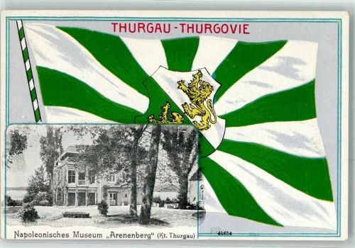 Arenenberg Schloss Prägedruck Fahne Napoleonisches Museum Lithographie