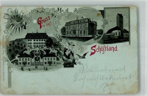 5040 Schöftland 1900 Gebrauchsspuren Kirche Lithographie