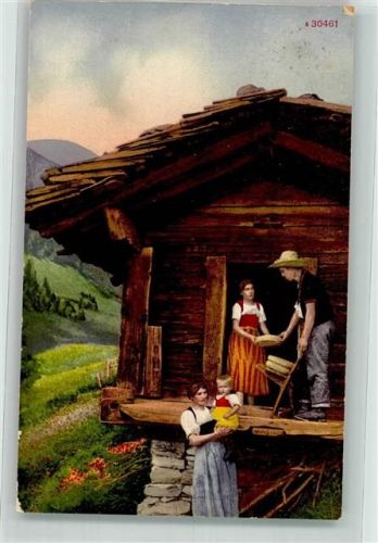 Bauernhaus Familie Tracht Motiv Schweiz 1918