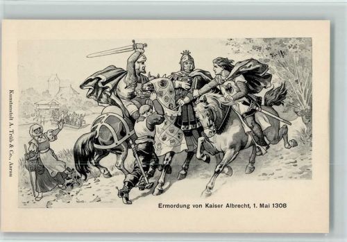 5000 Aarau - Festkarte Nr. 6 Ermordung von Kaiser Albrecht 1308 AK
