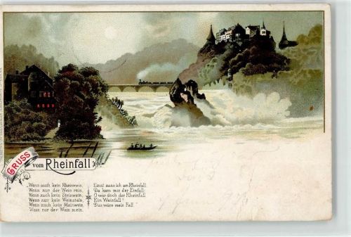 8212 Neuhausen am Rheinfall Lithographie Rheinfall