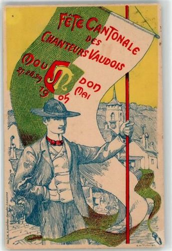 1510 Moudon 1905 Lithographie Kantonsfest 1905