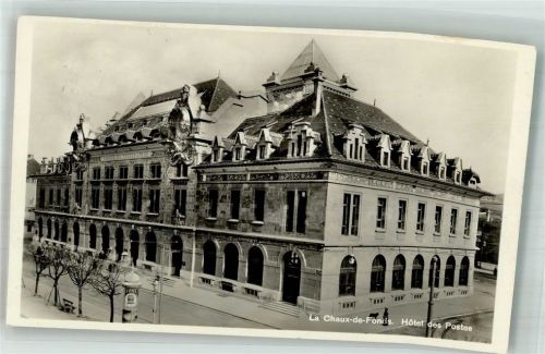 2300 La Chaux-de-Fonds 1927 Foto AK Litfaßsäule Postamt