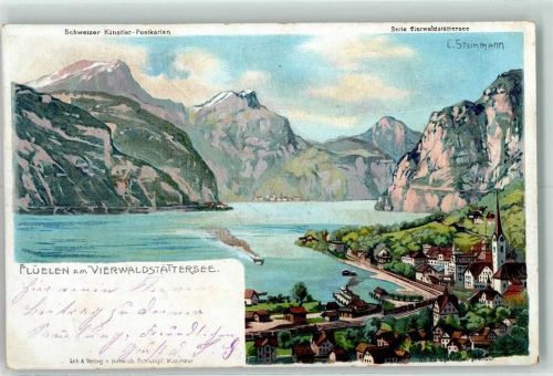 Flüelen Vierwaldstättersee Serie Vierwaldstättersee Steinmann Lithographie