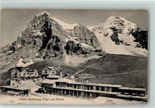 3823 Kleine Scheidegg 1907 - Ortsansicht mit Eiger und Mönch