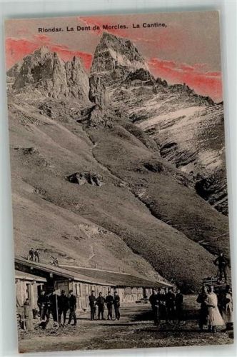 1920 Martigny Foto AK Gasthaus la Cantine la Dent de Morclers