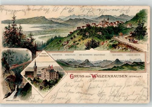 9428 Walzenhausen 1903 - Hotel Rheinburg Drahtseilbahn Graue Hörner Zimpaspitze Scesa Plana
