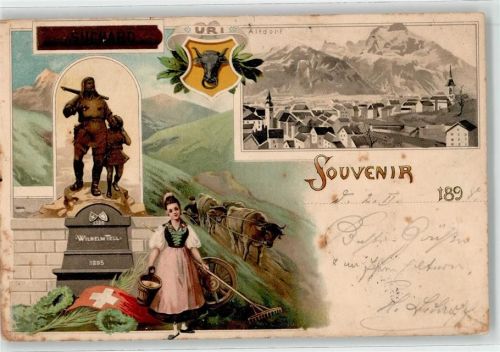 6460 Altdorf UR 1898 - Denkmal Wilhelm Tell Tracht Bauer Uri