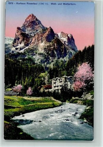 3860 Rosenlaui - Kurhaus Weiss- und Wetterhorn Morgenrot