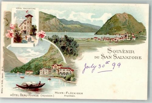San Salvatore 1899 Lithographie Hotel Salvatore Hotel Beau-Rivage